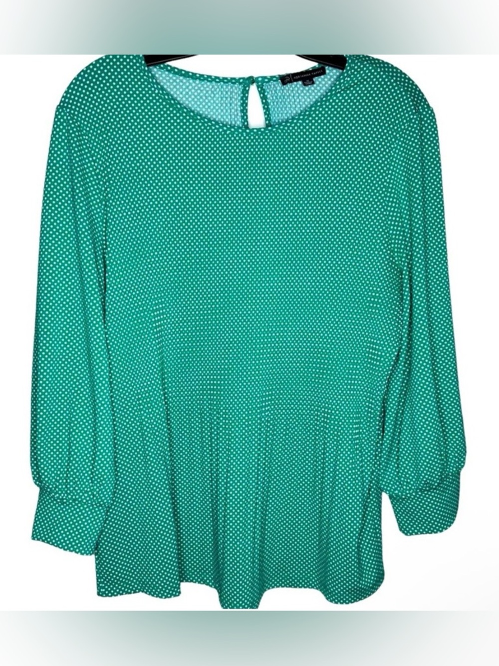 Adrianna Papell Emerald Green Polka Dot Long-Sleeve Tunic size XL